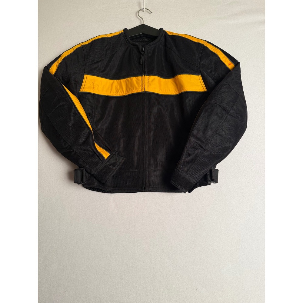 Firstgear Mesh Motorcycle Jacket Black Yellow Ventilated Riding Gear Padded Elbo